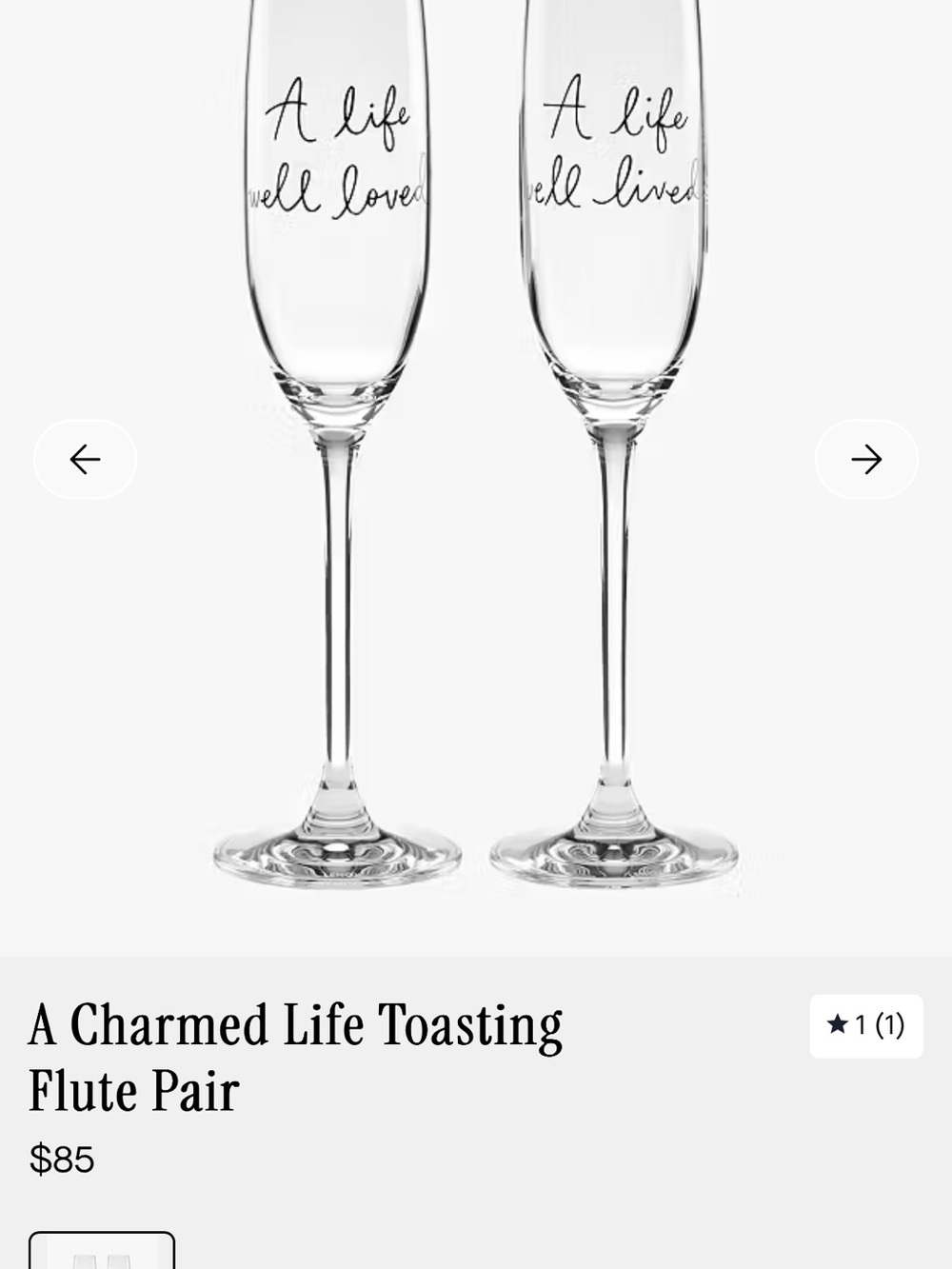 kate spade Clear 'A life well lived' Toasting Flute Pair